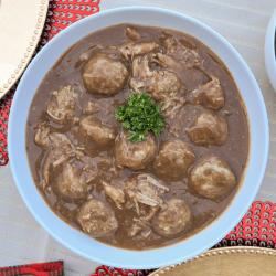 The dumpling stew with frayed pork of Odika - Sous-Vide